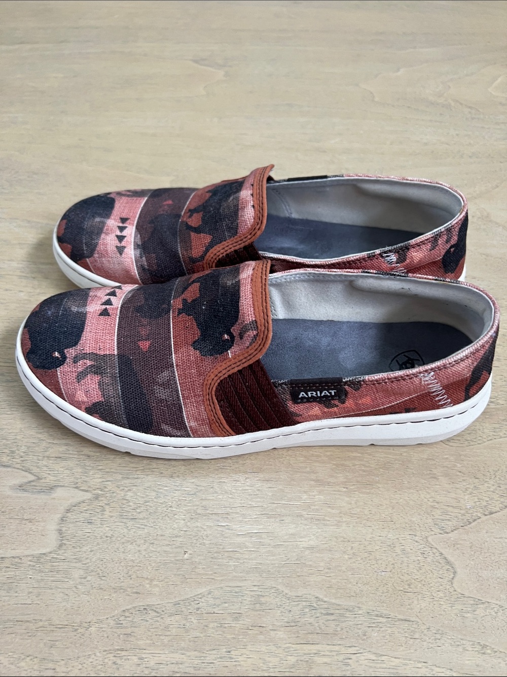 Ariat Rust and Black Buffalo Print Slip-On Moccasins - Picture 4 of 8